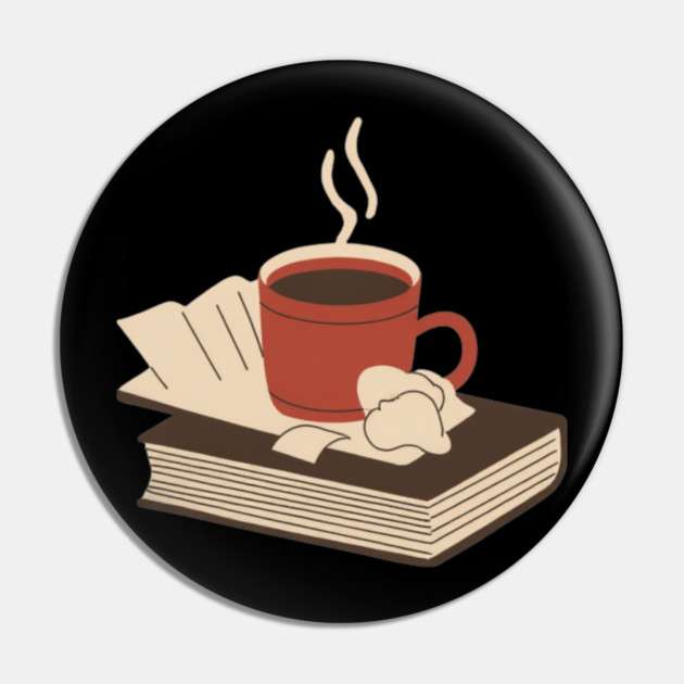Vintage Books and Coffee Aesthetic Pin by SR8891