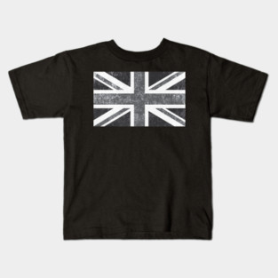 Union Jack Vintage Grayscale - United Kingdom Flag Kids T-Shirt