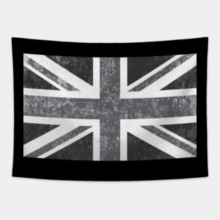 Union Jack Vintage Grayscale - United Kingdom Flag Tapestry