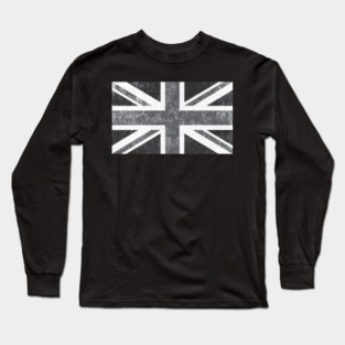 Union Jack Vintage Grayscale - United Kingdom Flag Long Sleeve T-Shirt