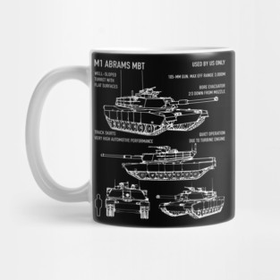 M1 Abrams American Army Tanks Schematic Recognition Blueprint Veteran Gift Mug