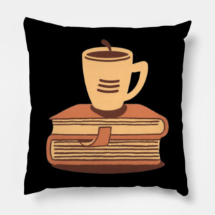 Retro Cafe Books and Coffee Pillow