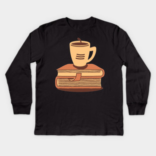 Retro Cafe Books and Coffee Kids Long Sleeve T-Shirt