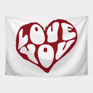 Minimal Heart Love Design Tapestry