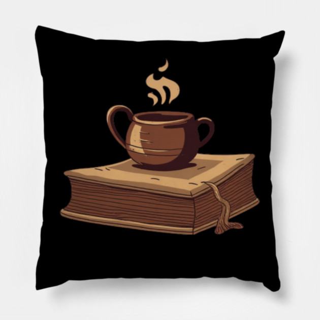 Dark Academia Coffee and Books Pillow by SR8891