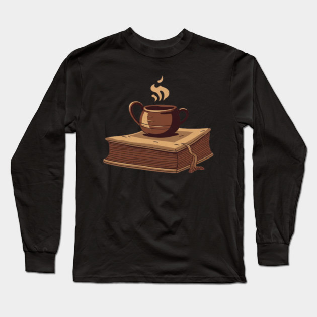Dark Academia Coffee and Books Long Sleeve T-Shirt by SR8891