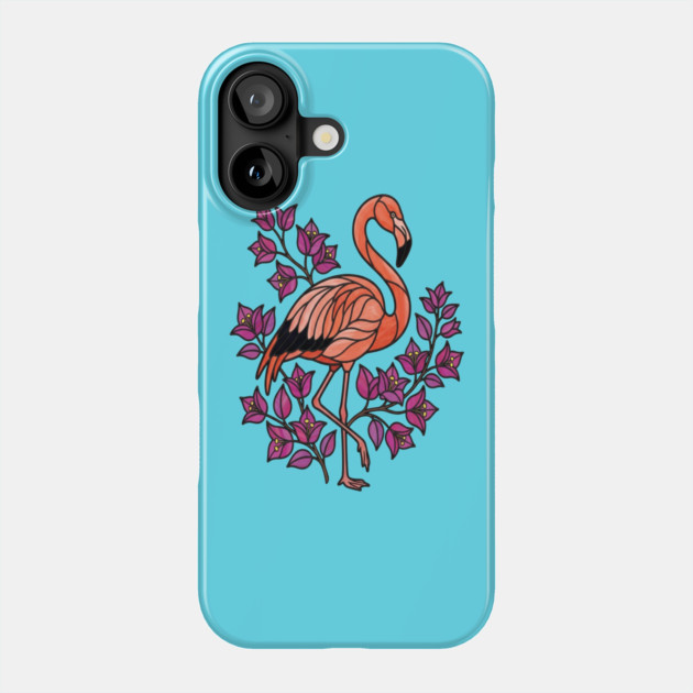 Flamingo Botanical Wildlife Illustration Phone Case by BirdsnStuff