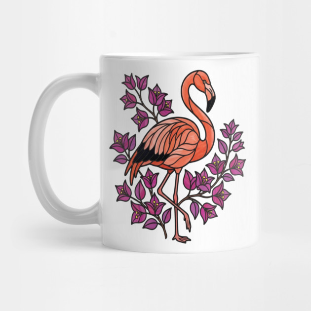 Flamingo Botanical Wildlife Illustration by BirdsnStuff