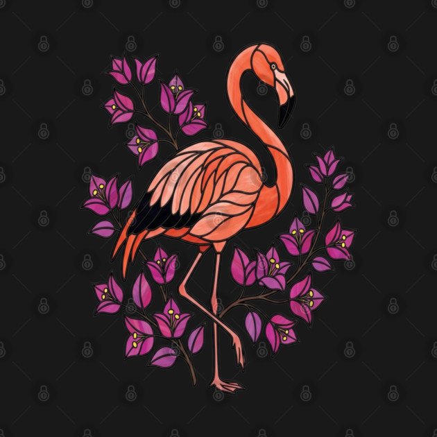 Flamingo Botanical Wildlife Illustration by BirdsnStuff