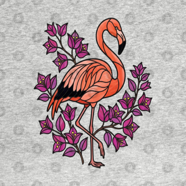 Flamingo Botanical Wildlife Illustration by BirdsnStuff