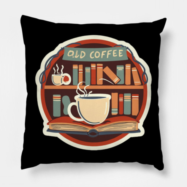 Old Bookstore Coffee Vibes Pillow by SR8891