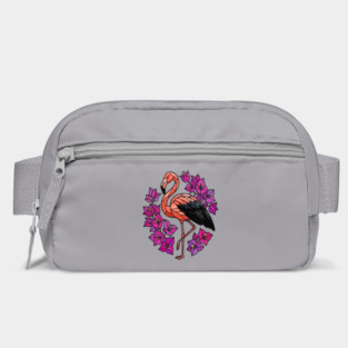 Stained Glass Flamingo with Pink Floral Art Bag