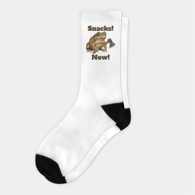Toad with hatchet demands "Snacks! Now!" funny design Socks by Luxinda