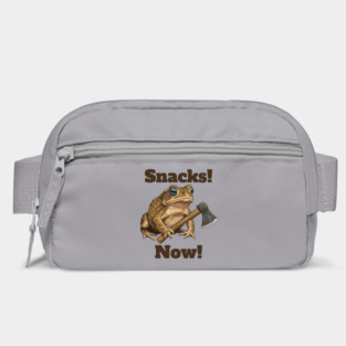 Toad with hatchet demands "Snacks! Now!" funny design Bag