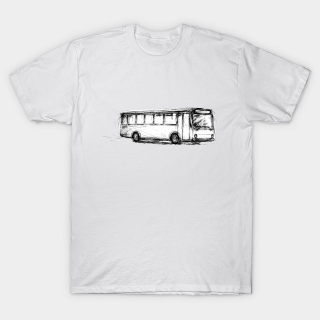 Bus — Monochrome Ink Style Illustration - Bus Illustration - T-Shirt ...