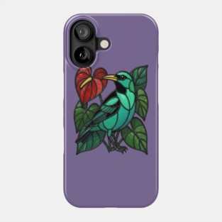 Stained Glass Green Honeycreeper Tropical Bird Art Phone Case