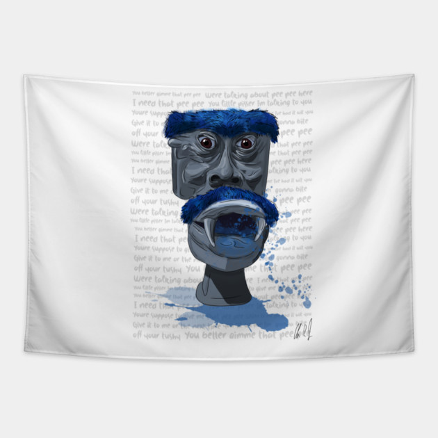 Look Who's Talking Too: Mr. Toilet Man Wants That Pee Pee Tapestry by 51Deesigns