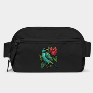 Stained Glass Honeycreeper with Red Anthurium Bag