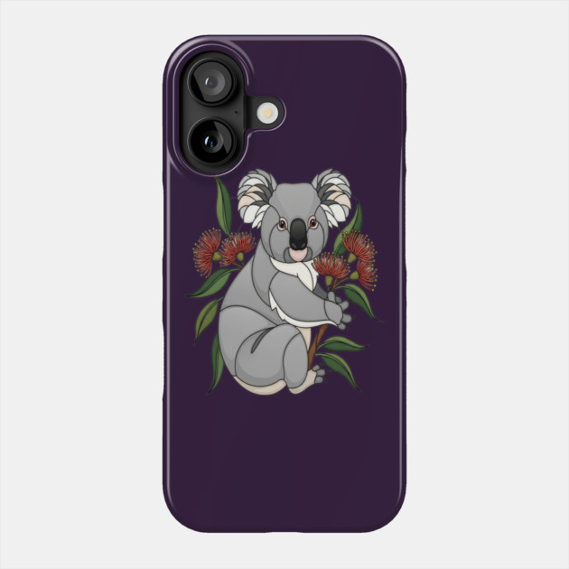 Stained Glass Koala Botanical Wildlife Illustration Phone Case by BirdsnStuff