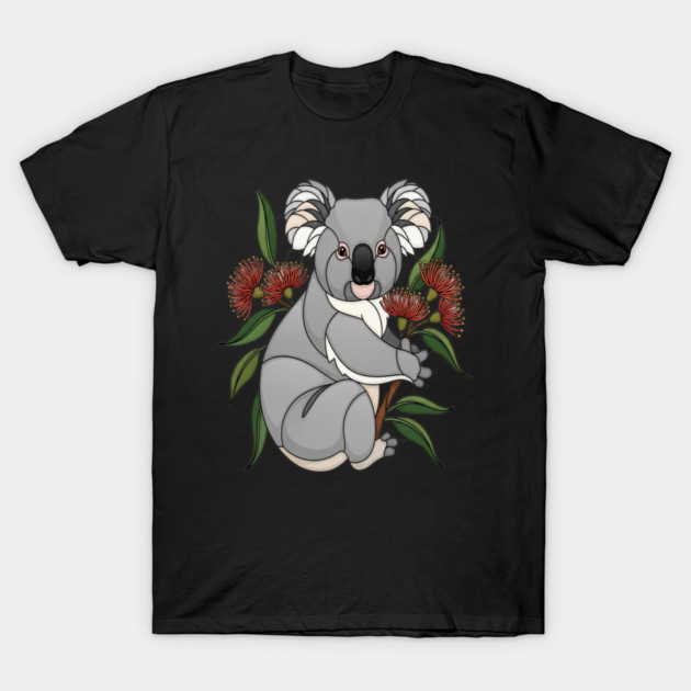 Stained Glass Koala Botanical Wildlife Illustration T-Shirt by BirdsnStuff