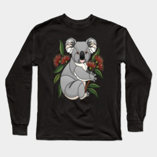 Stained Glass Koala Botanical Wildlife Illustration Long Sleeve T-Shirt