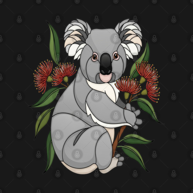 Stained Glass Koala Botanical Wildlife Illustration by BirdsnStuff