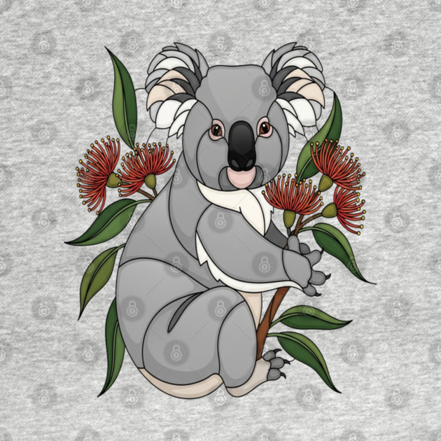 Stained Glass Koala Botanical Wildlife Illustration by BirdsnStuff