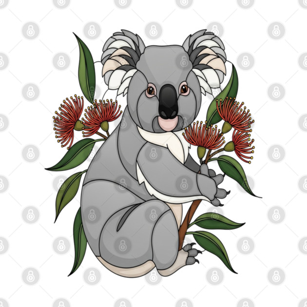 Stained Glass Koala Botanical Wildlife Illustration by BirdsnStuff