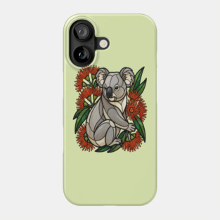 Stained Glass Koala with Red Bottlebrush Art Phone Case