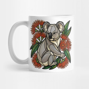 Stained Glass Koala with Red Bottlebrush Art Mug