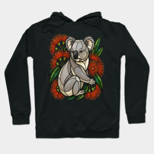 Stained Glass Koala with Red Bottlebrush Art Hoodie