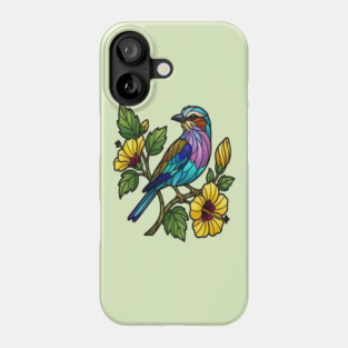 Stained Glass Lilac Breasted Roller Bird Art Phone Case