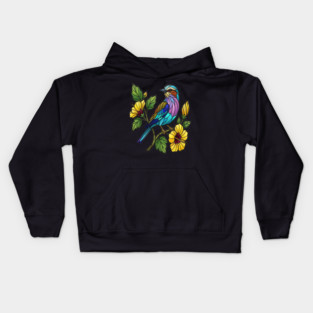 Stained Glass Lilac Breasted Roller Bird Art Kids Hoodie
