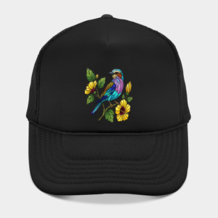 Stained Glass Lilac Breasted Roller Bird Art Hat