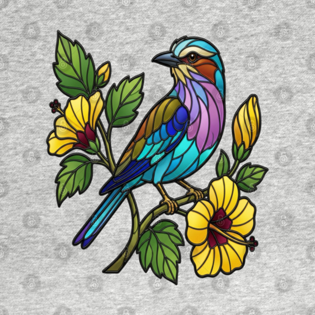 Stained Glass Lilac Breasted Roller Bird Art by BirdsnStuff