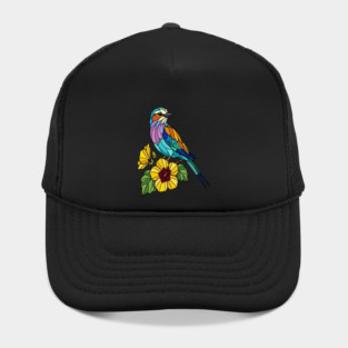 Stained Glass Lilac Breasted Roller Floral Art Hat