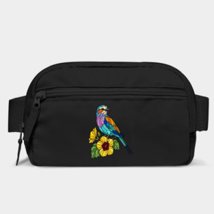 Stained Glass Lilac Breasted Roller Floral Art Bag