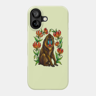 Stained Glass Mandrill Botanical Wildlife illustration Phone Case
