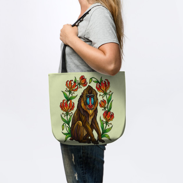 Stained Glass Mandrill Botanical Wildlife illustration by BirdsnStuff