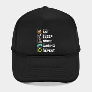 Eat Sleep Anime Gaming Repeat Kawaii Otaku Hat