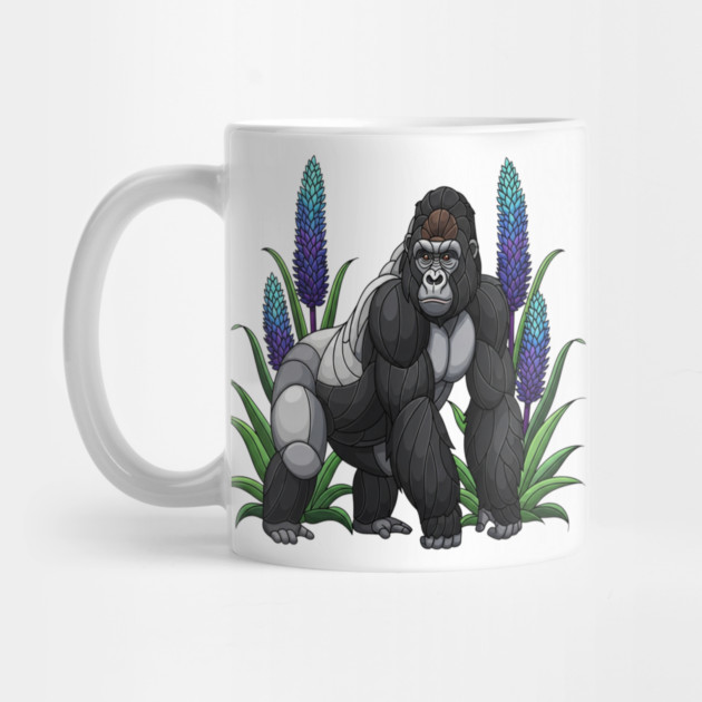 Stained Glass Mountain Gorilla Botanical Art by BirdsnStuff