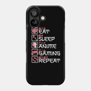 Eat Sleep Anime Gaming Repeat Otaku Gamer Japanese Anime Phone Case