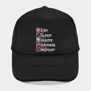 Eat Sleep Anime Gaming Repeat Otaku Gamer Japanese Anime Hat