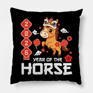 Year of The Horse 2026 Cute Kawaii Chinese New Year Kids Pillow