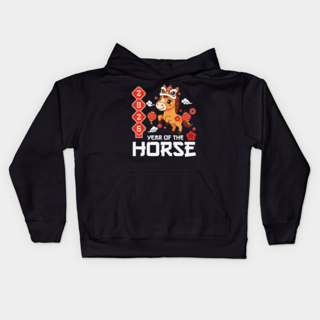 Year of The Horse 2026 Cute Kawaii Chinese New Year Kids Kids Hoodie by Chi's Store 1