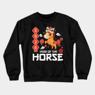 Year of The Horse 2026 Cute Kawaii Chinese New Year Kids Crewneck Sweatshirt