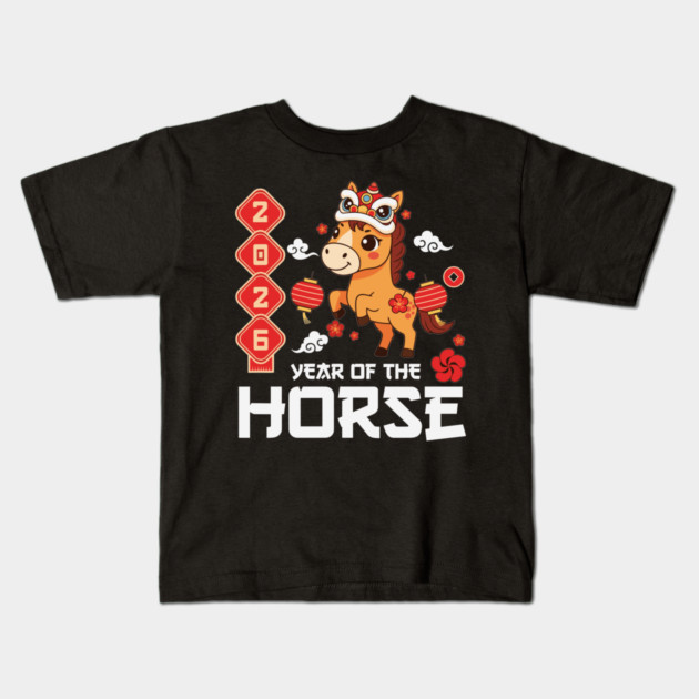 Year of The Horse 2026 Cute Kawaii Chinese New Year Kids Kids T-Shirt by Chi's Store 1