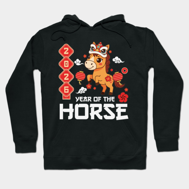 Year of The Horse 2026 Cute Kawaii Chinese New Year Kids Hoodie by Chi's Store 1