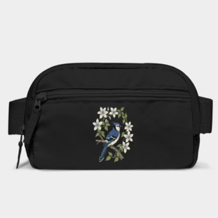 Blue Jay Clematis Botanical Bird Art Bag