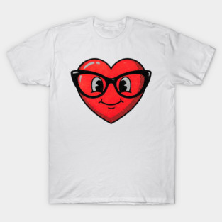 Cute Heart Face With Glasses T-Shirt
